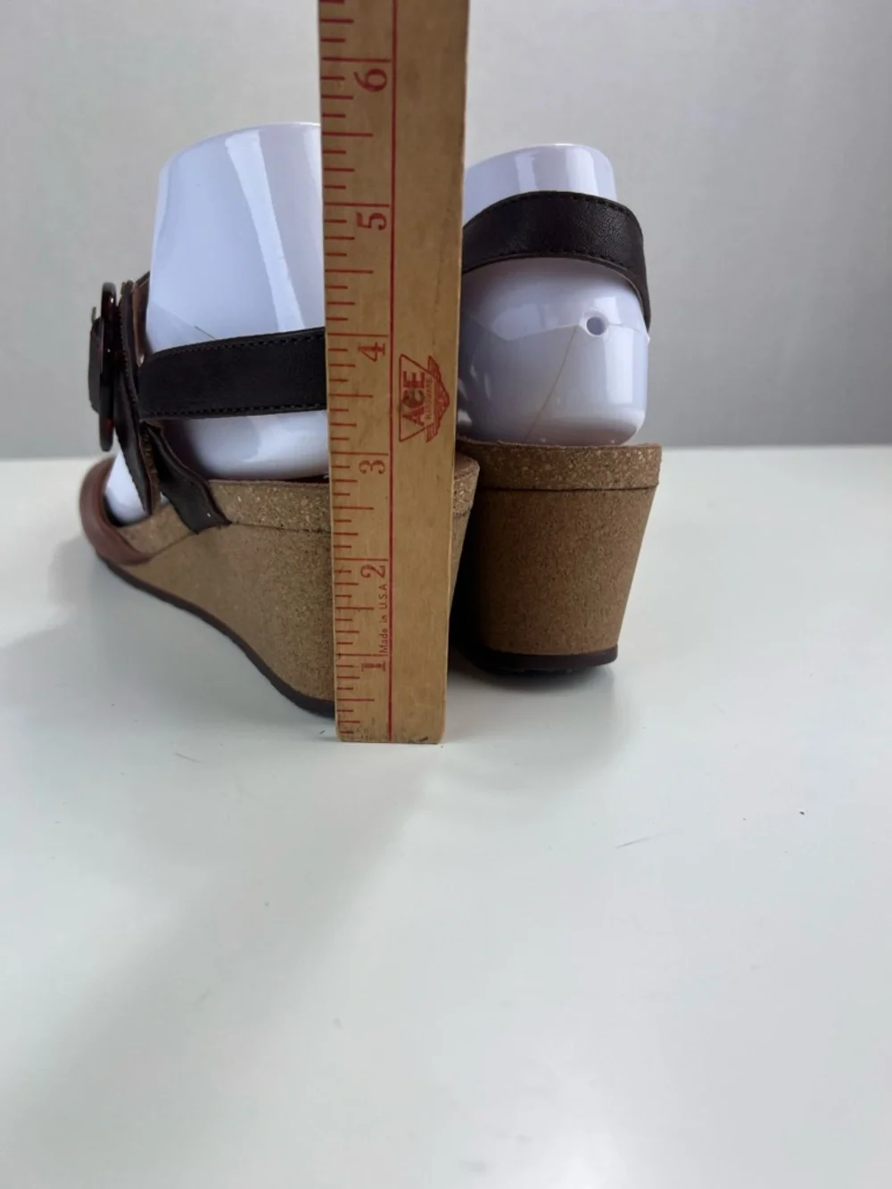 Salvia Cork Wedge Sandals Size 42 Brown Tortoise Shell Buckle Chunky